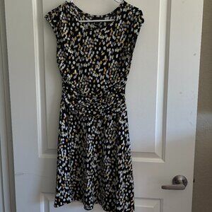 En Focus Petite Draped Waist Spotted Dress